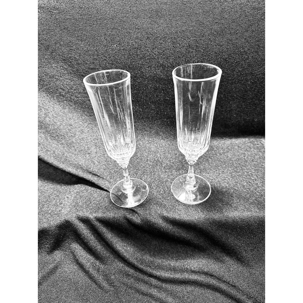 2 Vintage Crystal Toscany Brighton Fluted Champagne Glasses 7 3/4 " X 2 1/8" - Picture 1 of 12